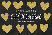 Hand Drawn Gold Glitter Hearts