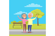 Happy Grandparents Day Senior Couple Walk Together