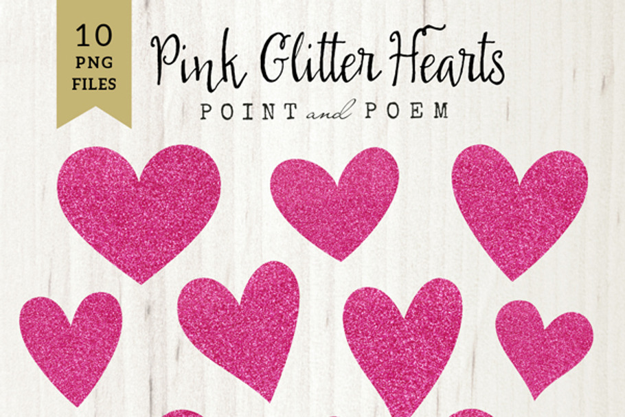 Hand Drawn Pink Glitter Hearts in Illustrations - product preview 8