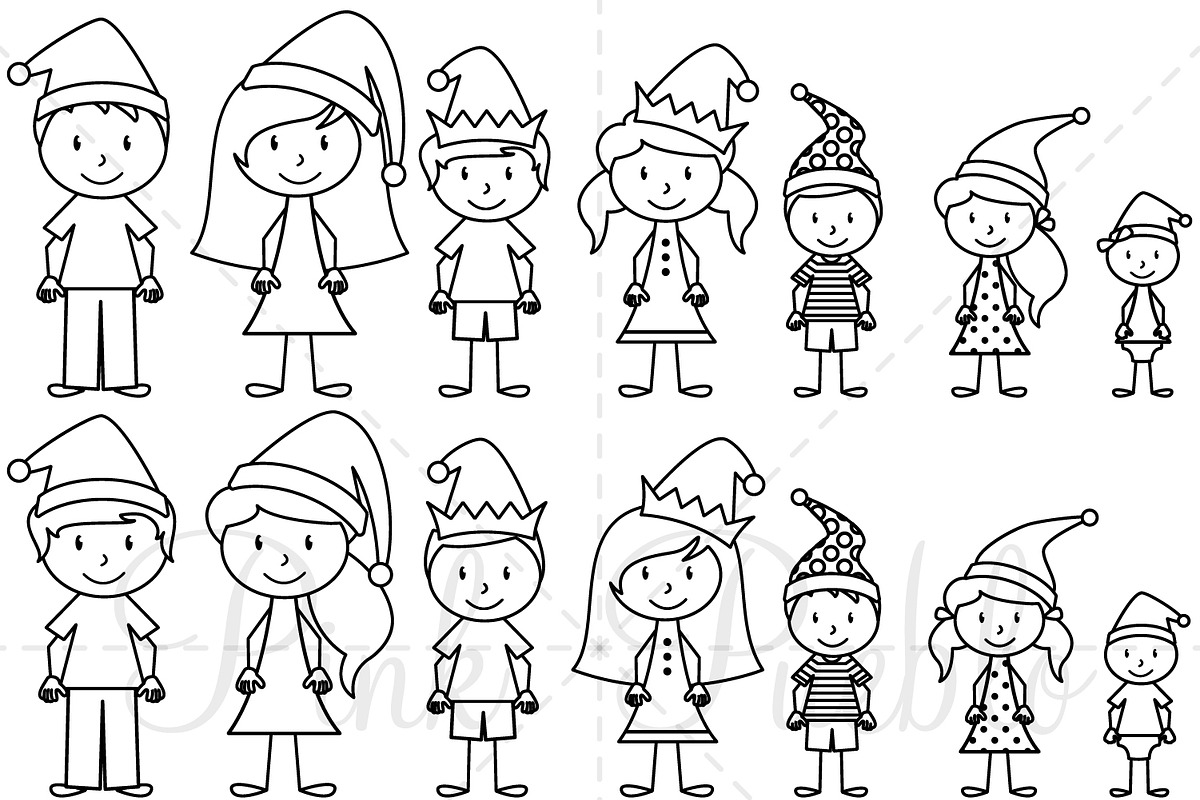 Christmas Stick Figure Clipart in Illustrations - product preview 8