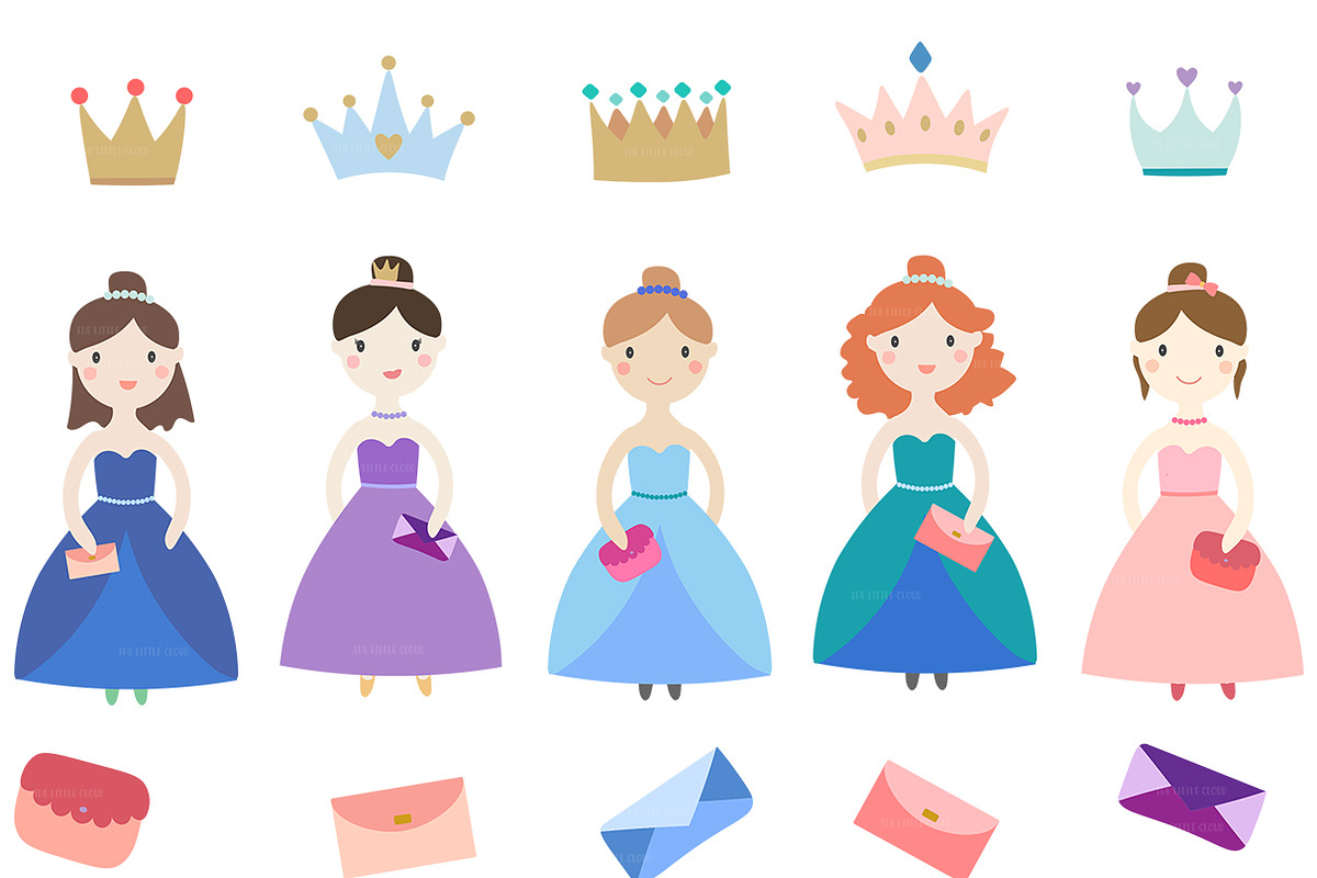 Little princesses clipart in Illustrations - product preview 8