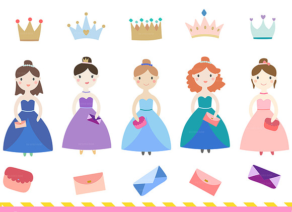 Little princesses clipart in Illustrations - product preview 1