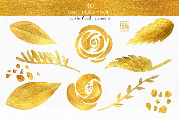 Nude & gold. Watercolor clipart in Illustrations - product preview 6