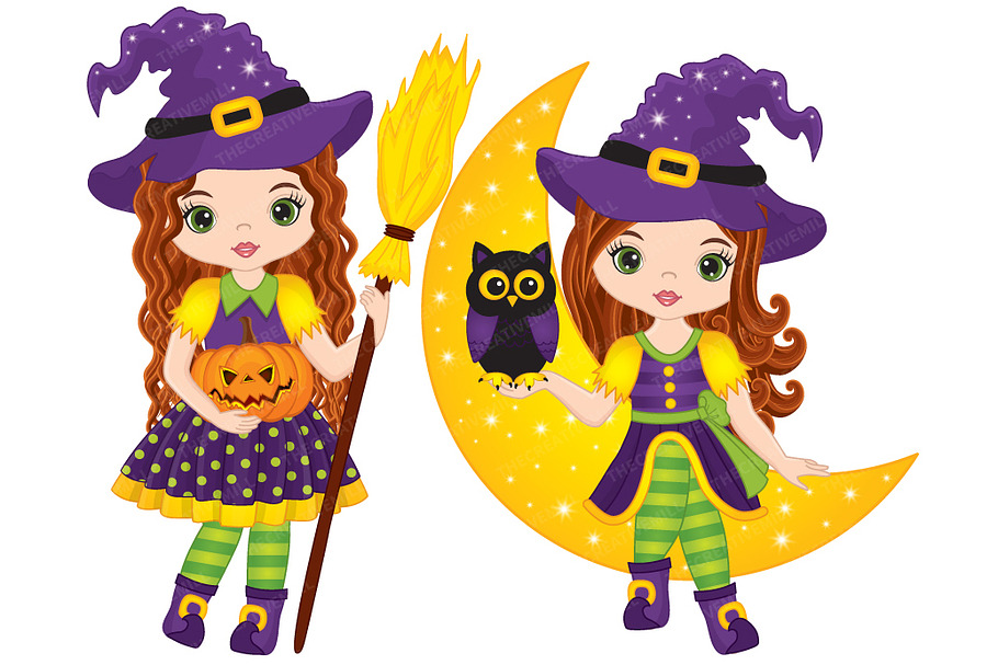 Vector Halloween Witch Clipart  in Illustrations - product preview 8