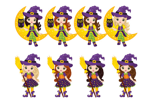 Vector Halloween Witch Clipart  in Illustrations - product preview 1