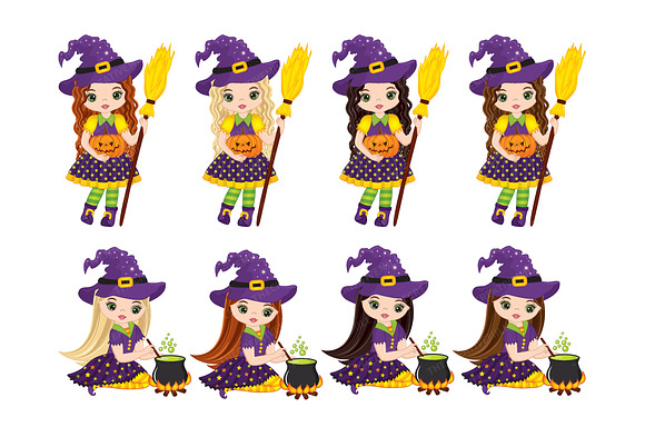 Vector Halloween Witch Clipart  in Illustrations - product preview 3