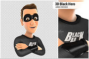 3D Black Hero with Arms Crossed