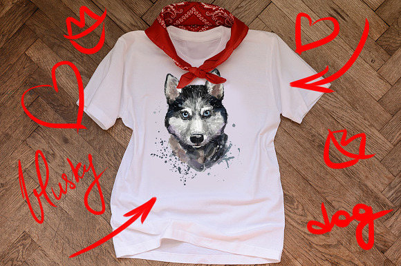Digital watercolor cute husky in Illustrations - product preview 5