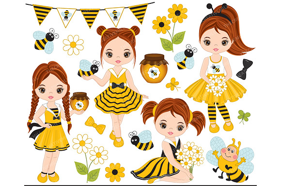 Vector Bee Clipart in Illustrations - product preview 2