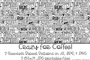 Crazy for Coffee Seamless Pattern