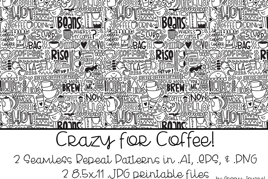 Crazy for Coffee Seamless Pattern