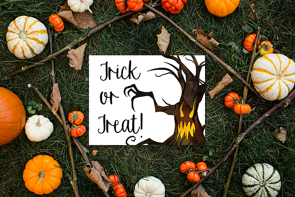 Watercolor Spooky Trees Clipart in Illustrations - product preview 1