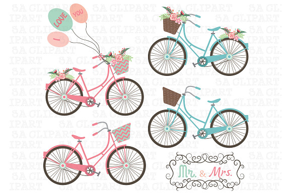 Wedding Bike Clipart in Illustrations - product preview 1