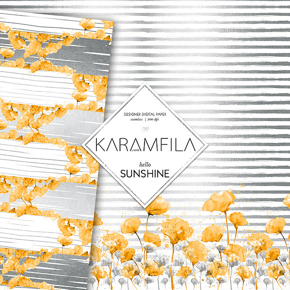 Yellow & Grey Floral Patterns in Patterns - product preview 3