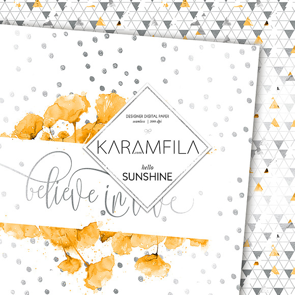 Yellow & Grey Floral Patterns in Patterns - product preview 4