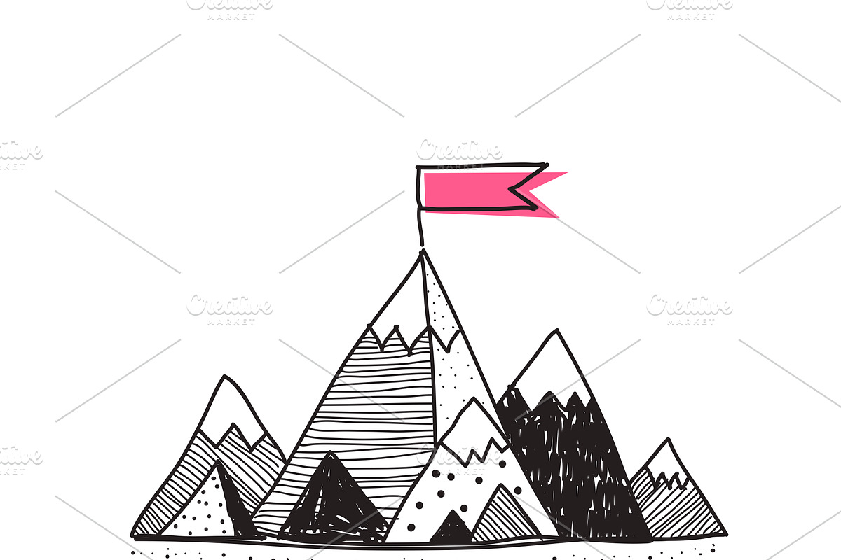 Success mountain doodle in Illustrations - product preview 8