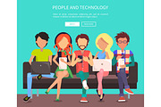 People and Technology Banner Vector Illustration.