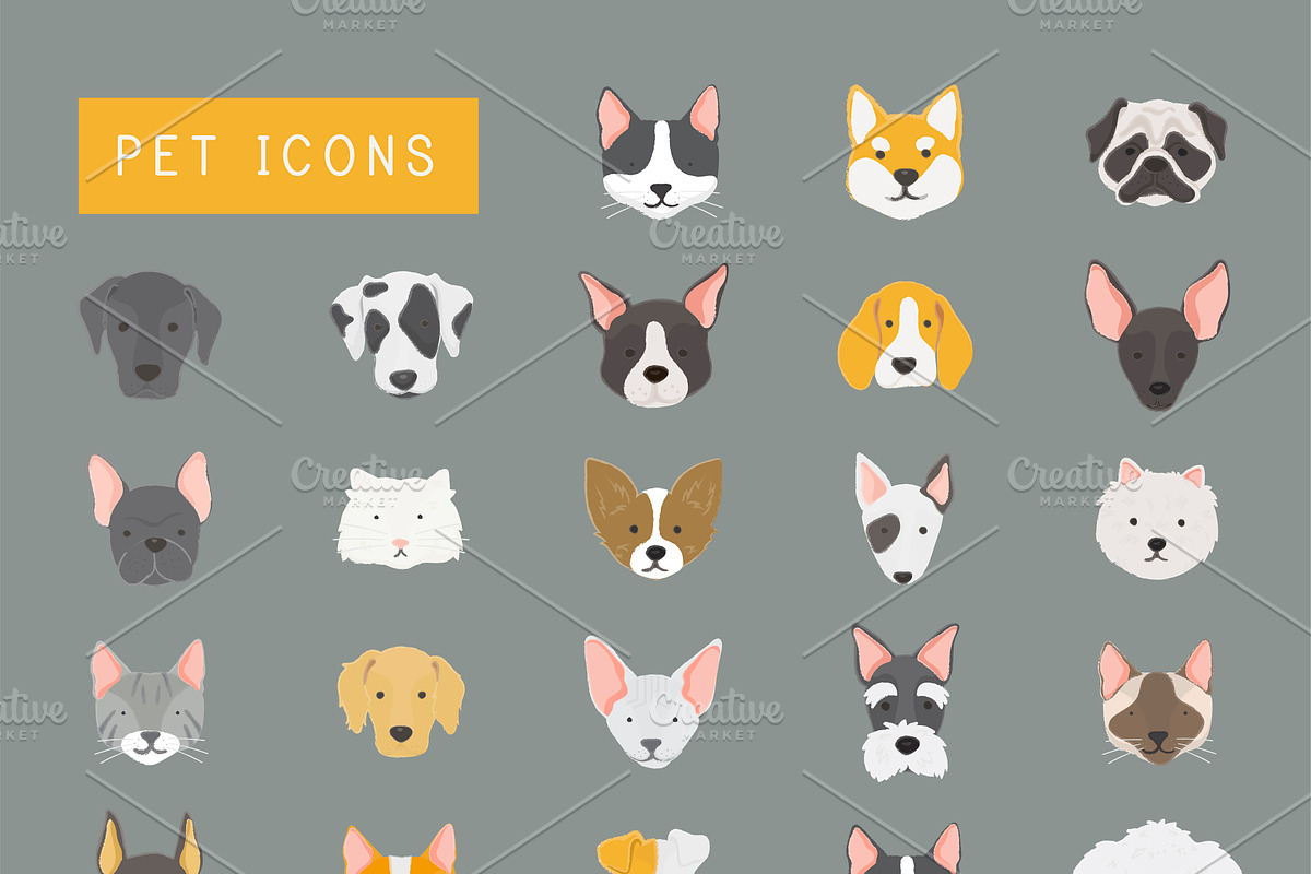 Cats and dogs icon collection in Illustrations - product preview 8