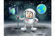 Cartoon astronaut on the moon