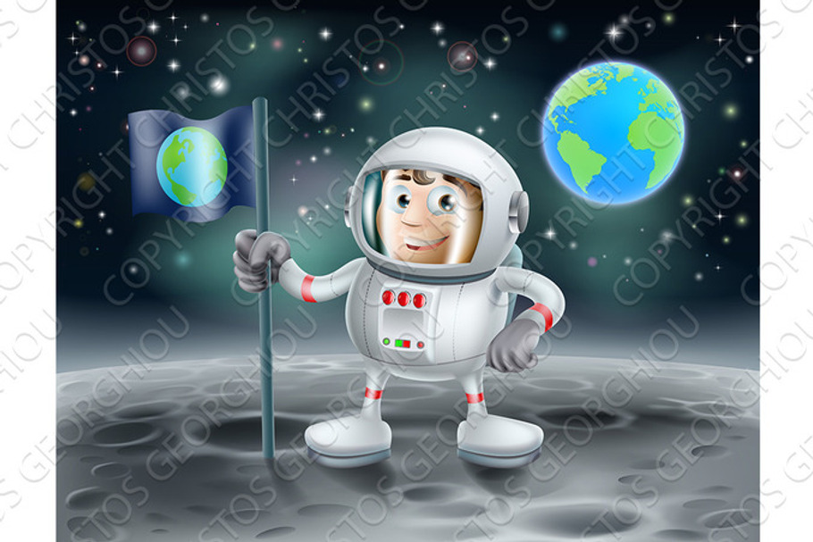 Cartoon astronaut on the moon in Illustrations - product preview 8