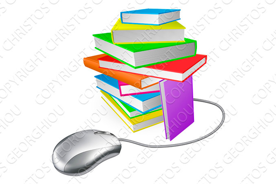 Book stack computer mouse in Illustrations - product preview 8