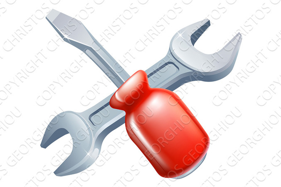 Crossed screwdriver and spanner tools in Illustrations - product preview 8