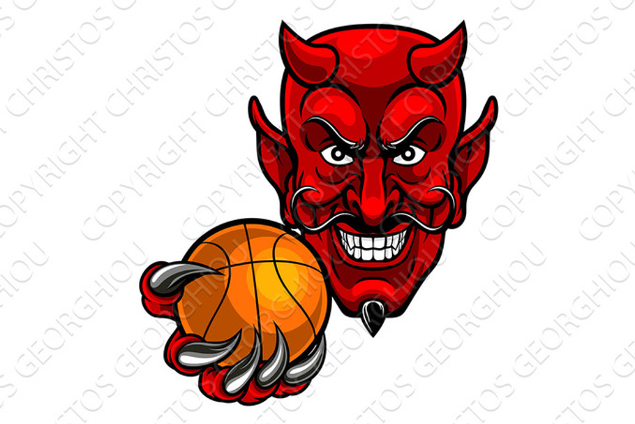 Devil Basketball Sports Mascot in Illustrations - product preview 8