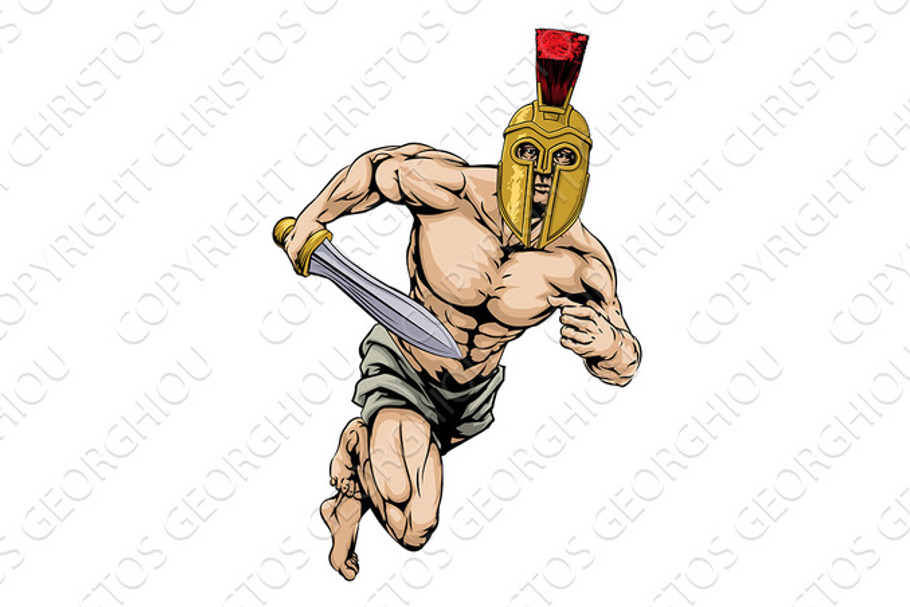 Trojan helmet warrior in Illustrations - product preview 8