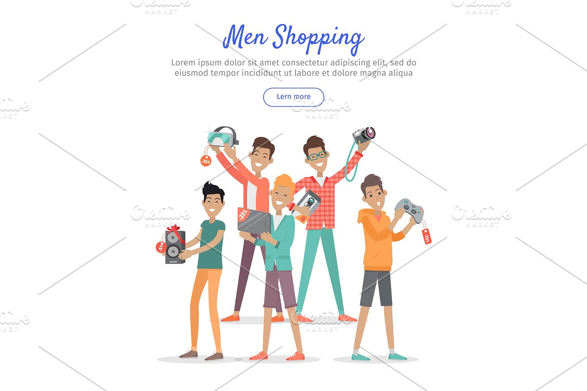 Man Shopping Conceptual Flat Vector Web Banner in Illustrations - product preview 8