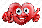 Pointing Heart Cartoon Character