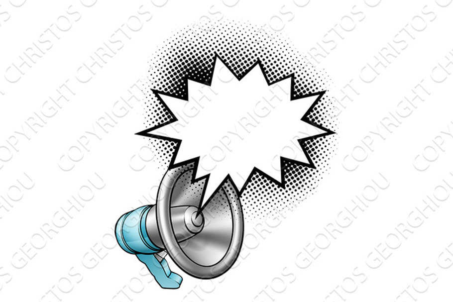 Bullhorn Megaphone Speech Bubble in Illustrations - product preview 8