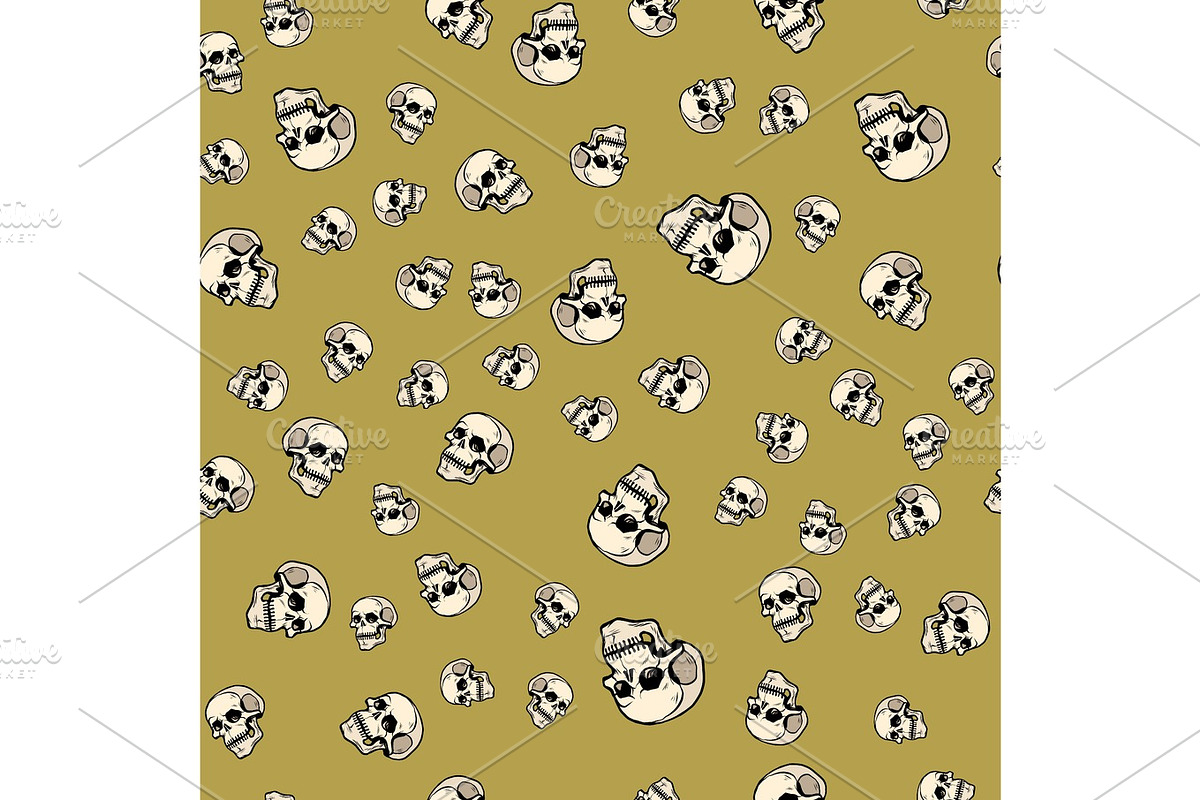 Human skull seamless pattern background in Illustrations - product preview 8