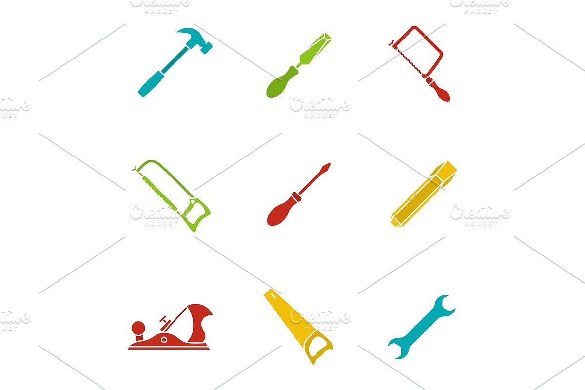 Construction tools glyph color icon set in Graphics - product preview 8