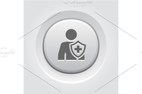 Personal Insurance Icon. Grey Button Design.