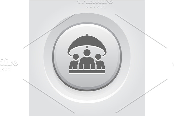 Group Life Insurance Icon. Grey Button Design.