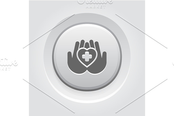 Heart Care Icon. Grey Button Design.