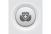 Heart Care Icon. Grey Button Design.