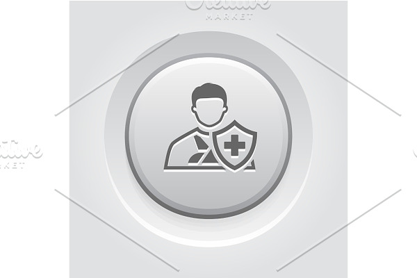 Accident Insurance Icon. Grey Button Design.