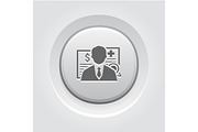 Insurance Agent Icon. Grey Button Design.
