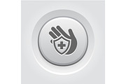 Insurance Icon. Grey Button Design.