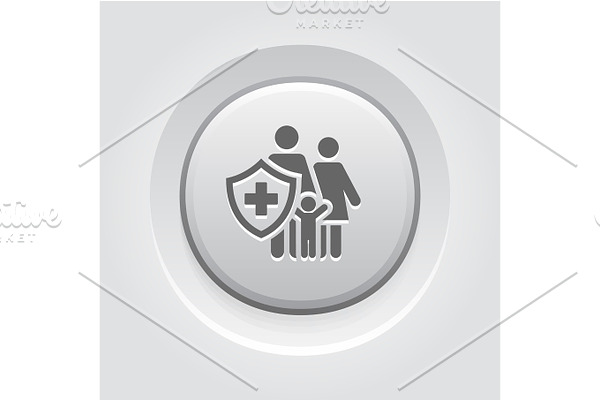 Family Insurance Icon. Grey Button Design.