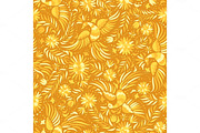vector Mexican embroidery gold seamless pattern