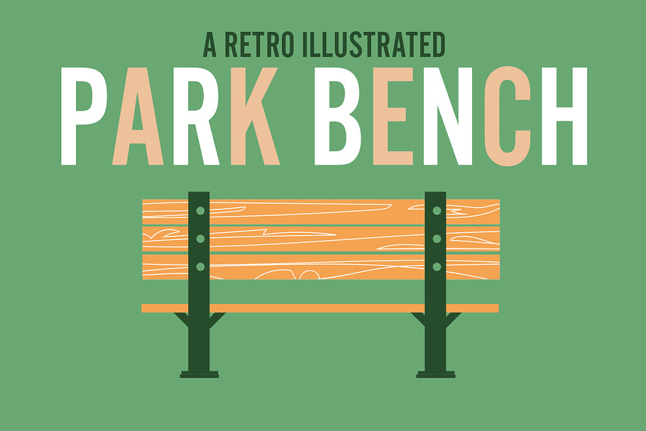 Retro Illustrated Park Bench