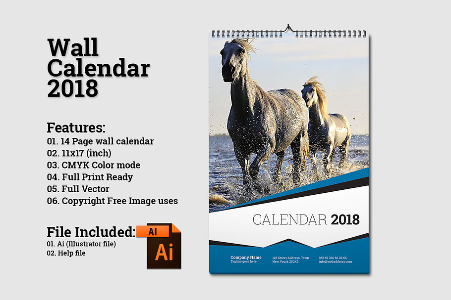Wall Calendar Template 2018 V5 in Stationery Templates - product preview 8