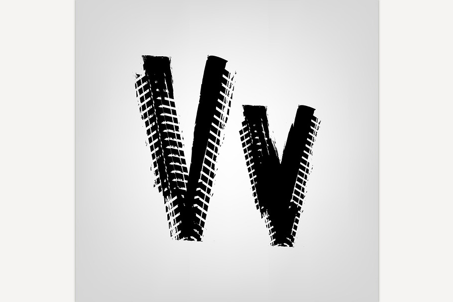 Grunge Tire Letter "V" in Illustrations - product preview 8