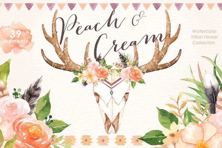 Peach & Cream Tribal Clipart in Illustrations - product preview 8