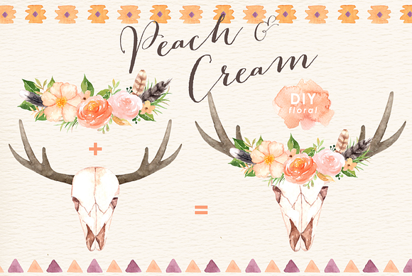 Peach & Cream Tribal Clipart in Illustrations - product preview 3