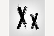 Grunge Tire Letter "X"