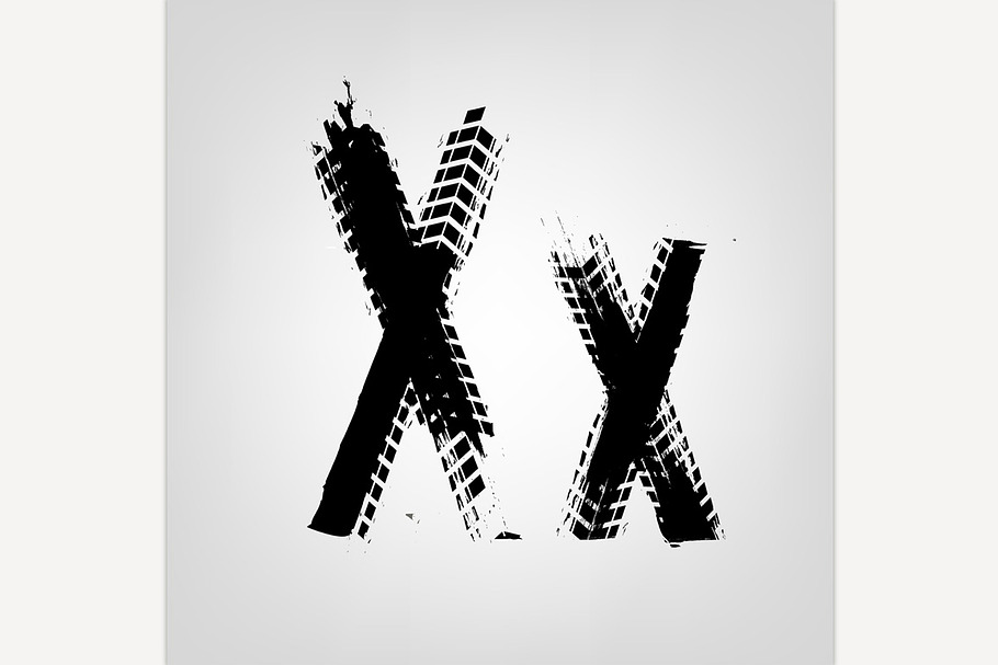 Grunge Tire Letter "X" in Illustrations - product preview 8