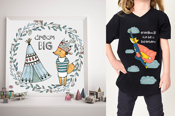 Foxes Hand Drawn Kids Fall Clip Art  in Illustrations - product preview 4
